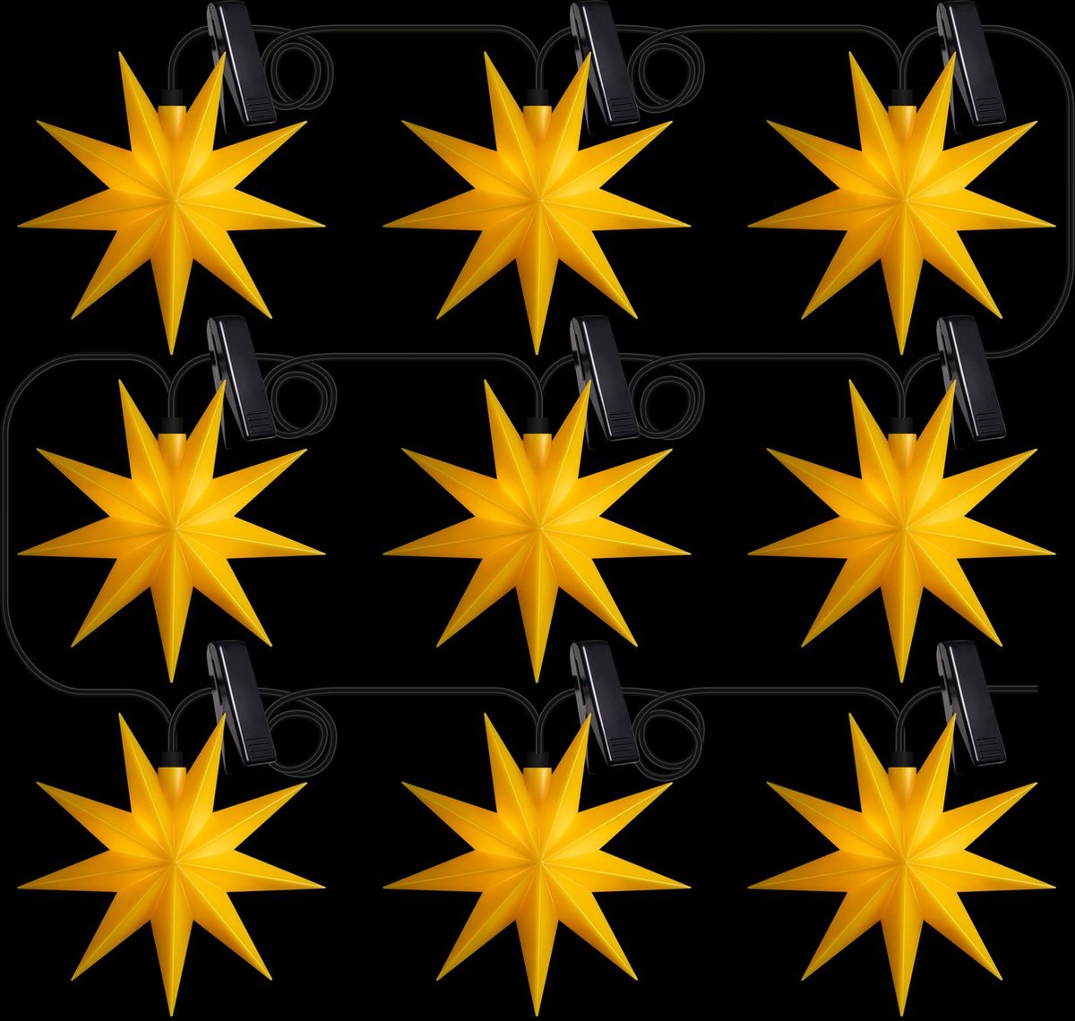 Sterntaler sterketting | Kerstster ketting | 9 Zacker | 9 sterren | 11,5 cm | Binnen en buiten | LED | Stekker | met timer